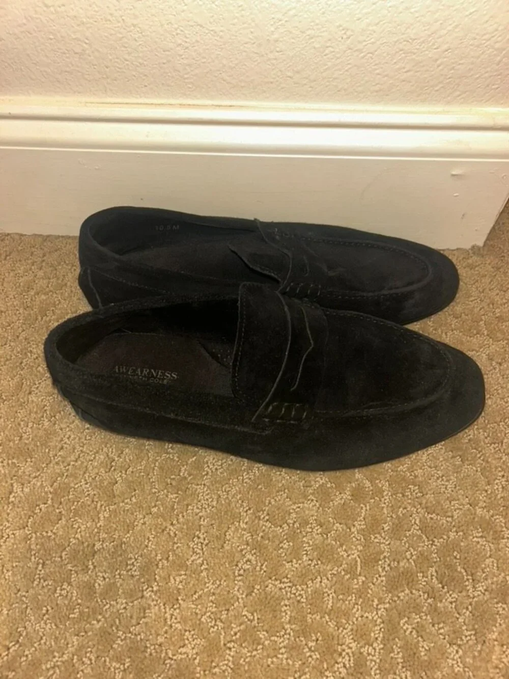 AWEARNESS Kenneth Cole Black Suede Penny Loafers Men's 10.5